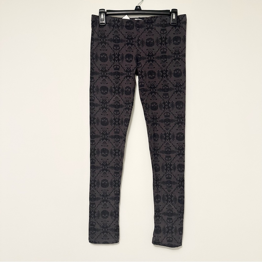 Charlotte Russe Bozzolo Dark Gray Skull Leggings Dia de Los Muertos Halloween